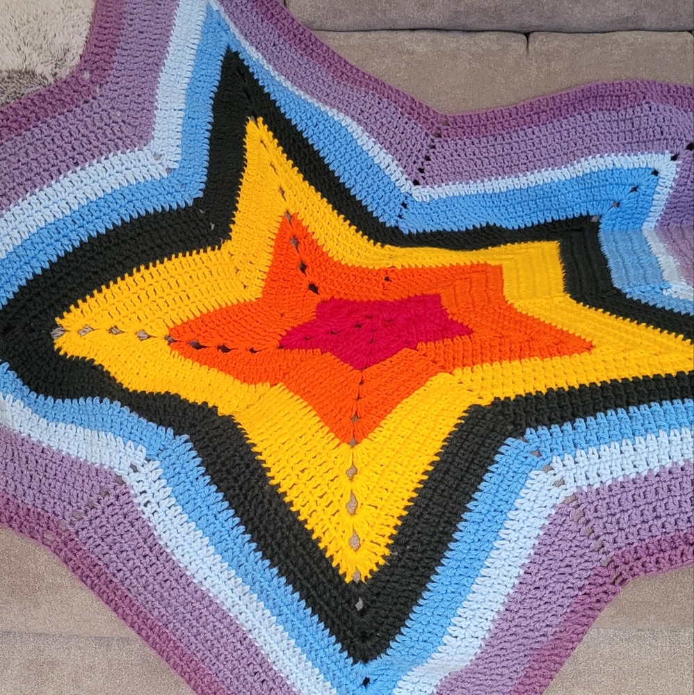 Rainbow star baby crochet blanket